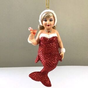 December Diamonds Miss Jolly Mermaid Ornament 2017 Christmas Cocktail Glitter